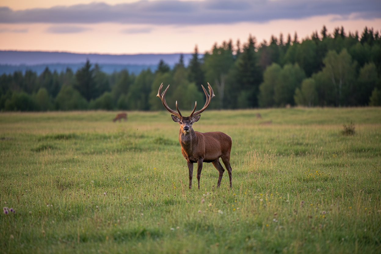 big buck in field